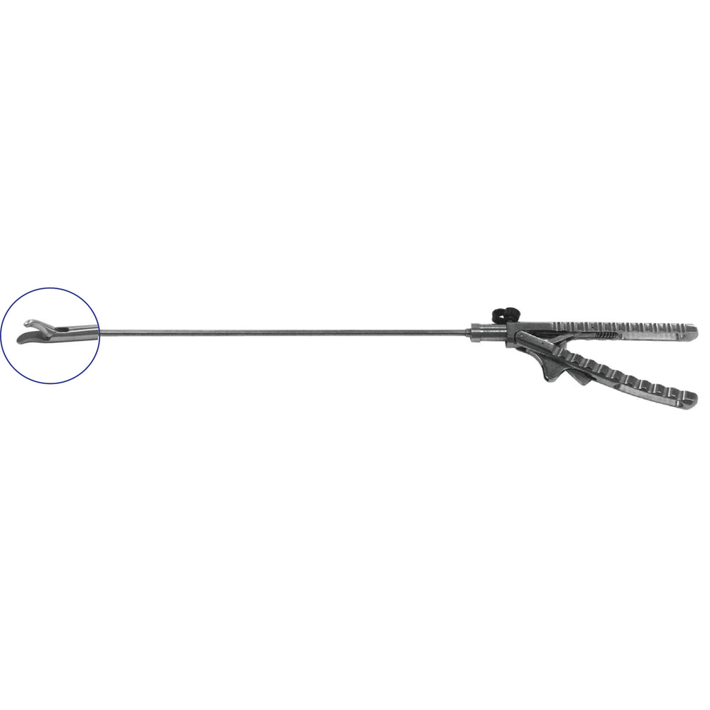Needle Holder with Axial Handle and Flush Port, Jaw Curves Left