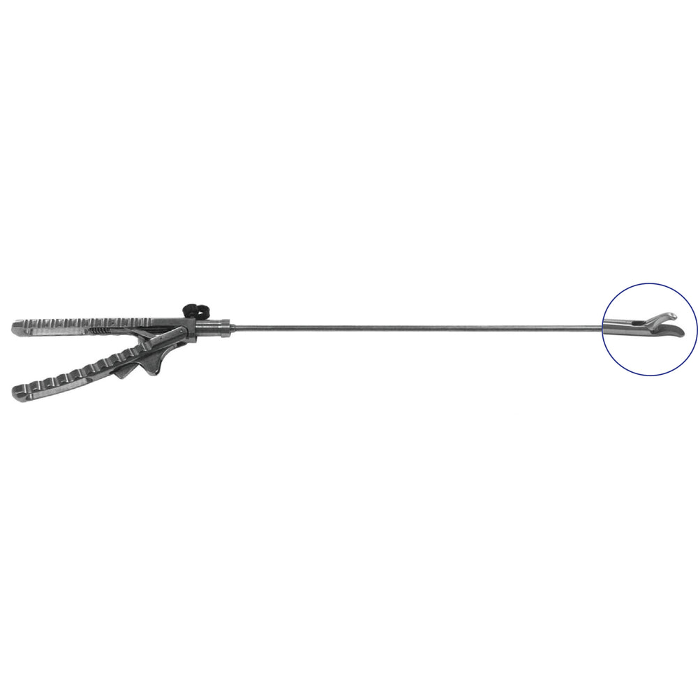 Needle Holder with Axial Handle and Flush Port, Jaw Curves Right